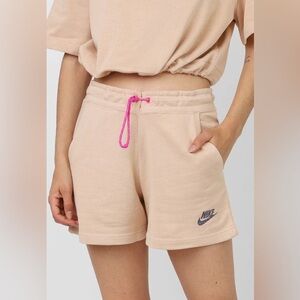 🎆Nike Sportswear Icon Clash Fleece Drawcord Shorts small tan loungewear pockets